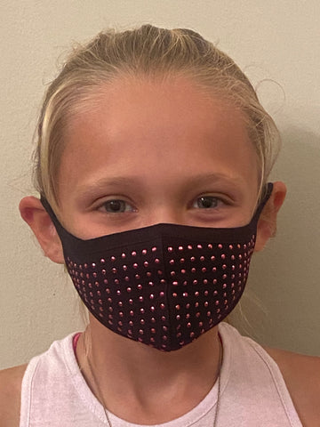 Pink Studded Kids Face Mask