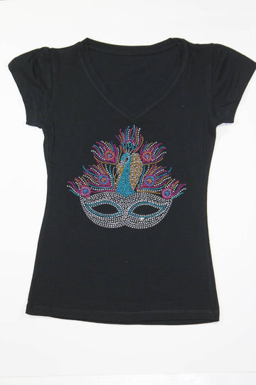 Silver Mask with Peacock Rhinestone (Short or Long Sleeve)