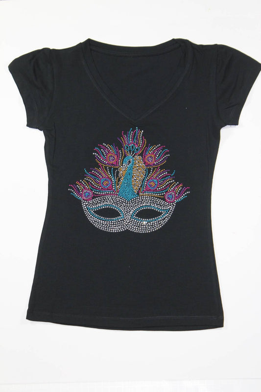Silver Mask with Peacock Rhinestone (Short or Long Sleeve)