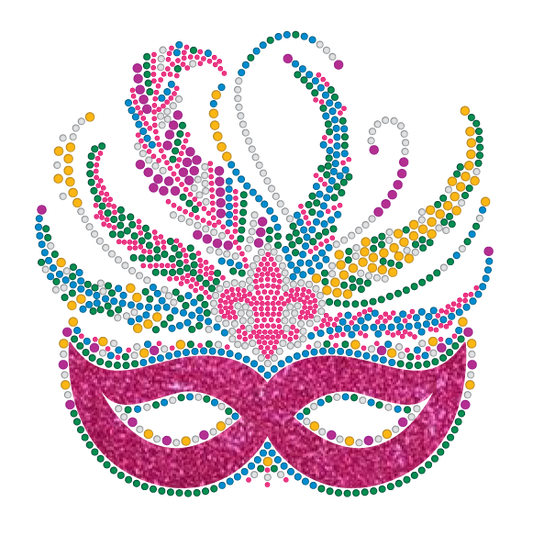Mardi Gras Rhinestone Mask T-Shirt with Hot Pink