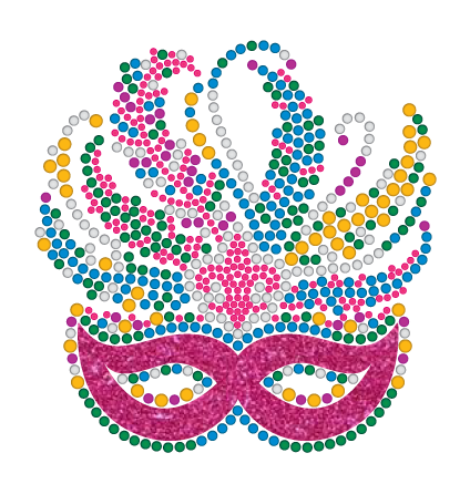 Mardi Gras Rhinestone Mask T-Shirt with Pink and Silver