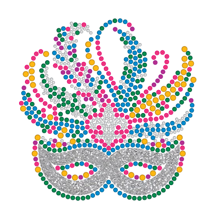 Mardi Gras Rhinestone Mask T-Shirt with Silver Accents