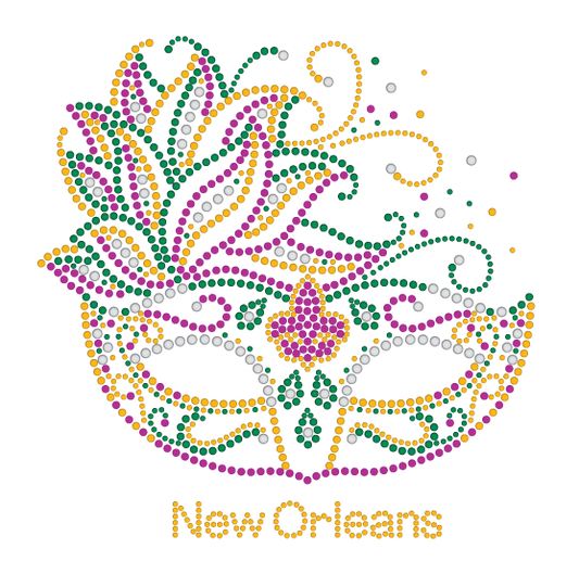 Mardi Gras Rhinestone Mask T-Shirt with Short Feathers