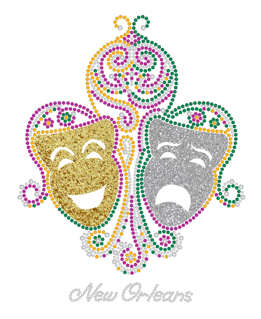 Masques de comédie et de tragédie avec volutes