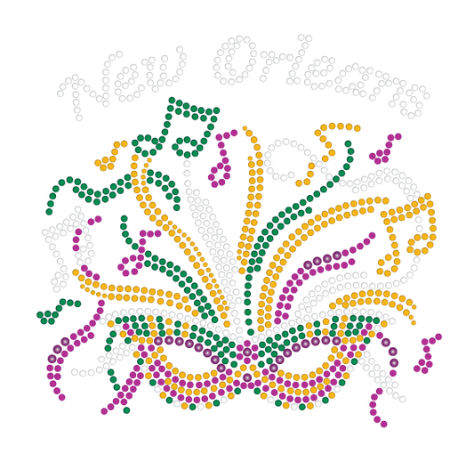 Mardi Gras Rhinestone Mask T-Shirt with Musical Notes (Short or Long Sleeve)