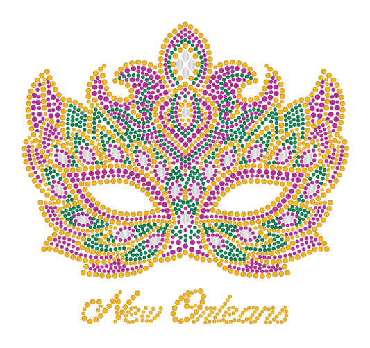 Mardi Gras Rhinestone Mask T-Shirt with Ornate Design (Short or Long Sleeve)