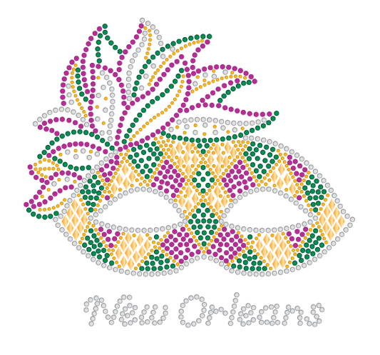 Mardi Gras Rhinestone Mask T-Shirt with Harlequin Diamonds