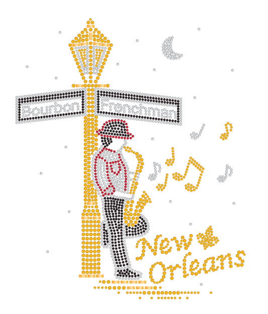 Solo Saxophone player against Street Lamp