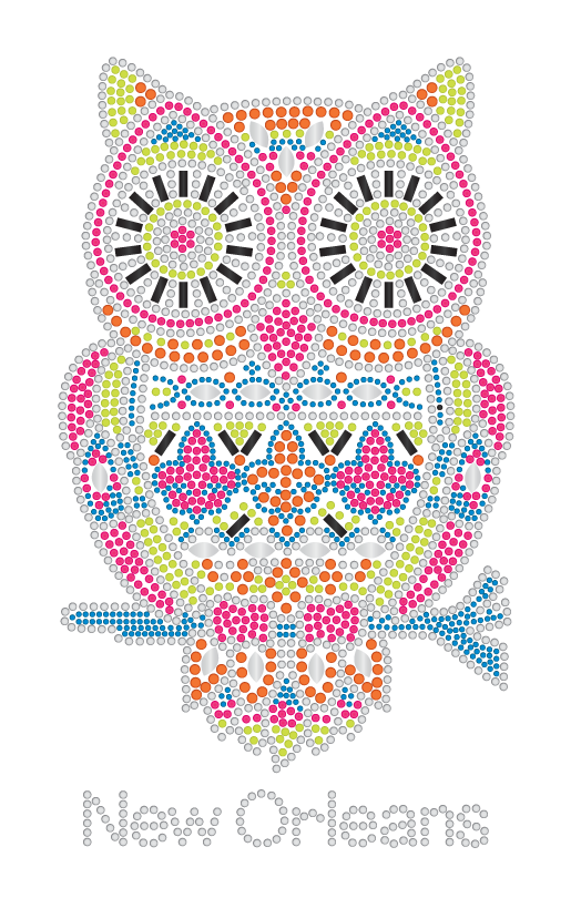 Multi Color Owl with Fleur de Lis Rhinestone T-Shirt