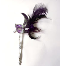 Flame Mask with Flower Two Feathers and Detachable Stick