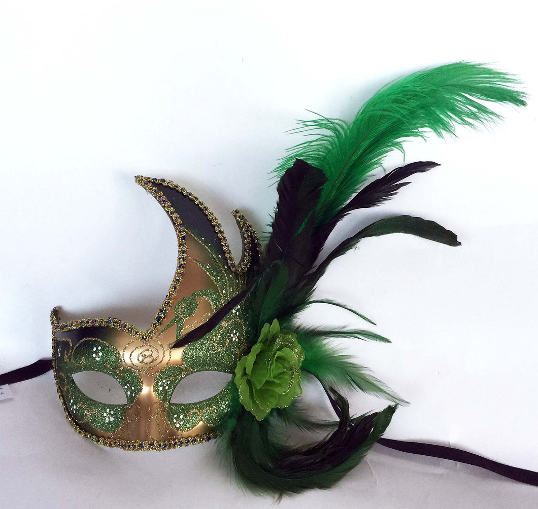 Flame Mask with Flower and Feathers
