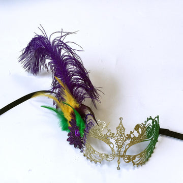 Metal Laser Cut Mask with Side Feathers