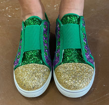 Purple Green & Gold Slip-On Sneakers