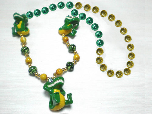 Alligator Hear, See, Speak No Evil Trio on Green Gold Specialty Beads