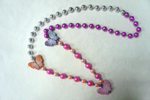 Butterfly Glittered Trio on a Pink Silver Specialty Beads
