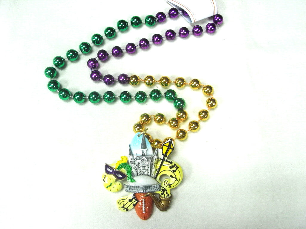 unique Saints Mardi Gras beads and umbrella, tons of cool beads!