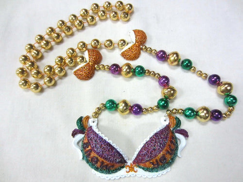 Glitter Bra “Show Your” on a Purple Green Gold Specialty Beads