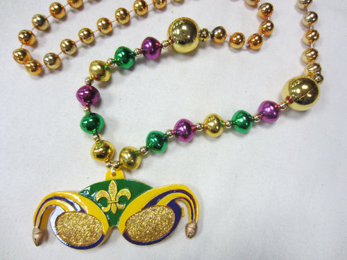 Glitter Jester Sunglasses on a Purple Green Gold Specialty Beads