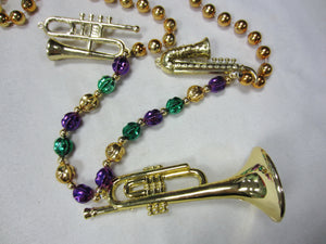 Gold Trio of Musical Instruments (Saxophone, Trombone, Trumpet) Specialty Beads