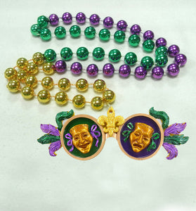 Glitter Comedy Tragedy Sunglasses on a Purple Green Gold Specialty Beads