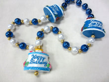 Happy Birthday Cake Trio Medallions with Blue and Pearl Specialty Beads