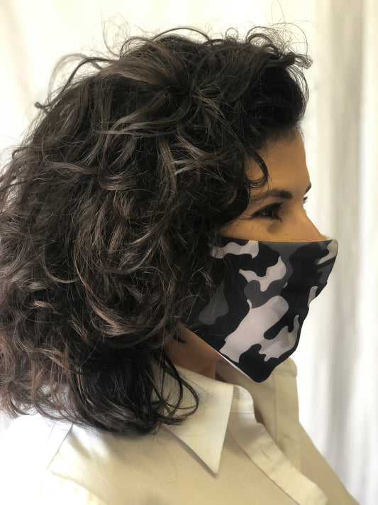 Masque facial camouflage gris