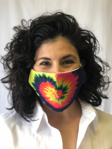 Masque facial tie-dye spirale vibrante