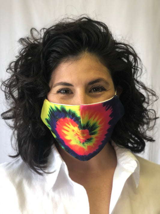 Masque facial tie-dye spirale vibrante