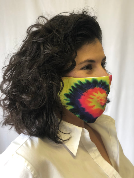 Masque facial tie-dye spirale vibrante