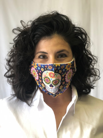 Mascarilla facial de calavera de azúcar florida