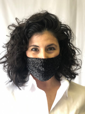 Black Tinsel Face Mask