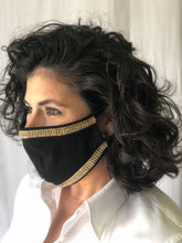 Black with Gold Tinsel Border Face Mask