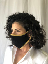 Black with Gold Border Solid Face Mask