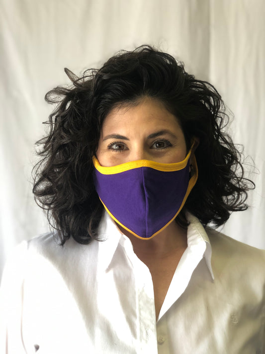 Masque de protection uni violet à liseré doré