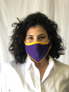 Purple with Gold Border Solid Face Mask