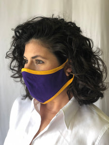 Purple with Gold Border Solid Face Mask