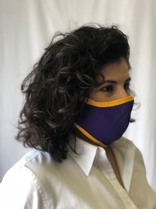 Masque de protection uni violet à liseré doré