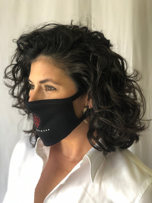 Masque facial fleur de lys en strass rouges