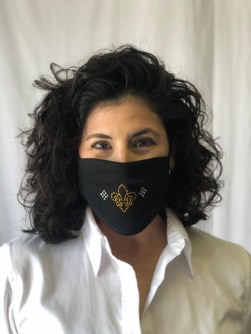 Masque facial Fleur de Lys en strass dorés