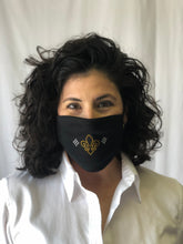 Gold Rhinestone Fleur de Lis Face Mask