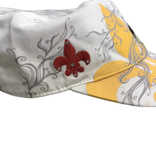 Adult Fleur de Lis Cap With a Fleur de Lis Symbols Embroidered on the Front, Sides & Back With a Larger Fleur de Lis and Scroll Design