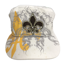 Adult Fleur de Lis Cap With a Fleur de Lis Symbols Embroidered on the Front, Sides & Back With a Larger Fleur de Lis and Scroll Design