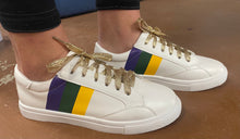 White Mardi Gras Stripe Lace-Up Sneakers