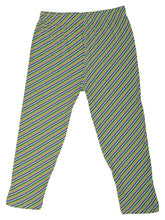 Purple Green Gold Candy Cane Print Kids Tights/Leggings