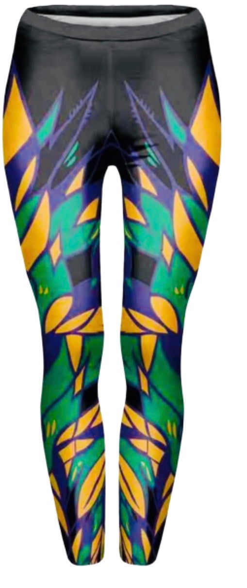 Adult Mardi Gras Purple, Green, Gold Fantasy ‘Wings’ Leggings