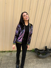 Sequin Jacket Purple, Green, and Gold Confetti