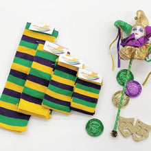 Purple Green Gold Striped Rugby Print Socks (Infants, Kids, and Adults)