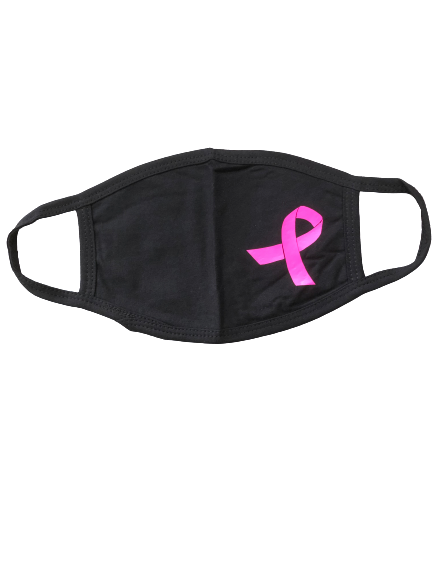 Masque facial rose fluo avec ruban du cancer du sein