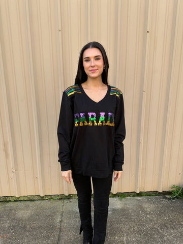 T-shirt Parade en French Terry et Sequins Adulte - Noir