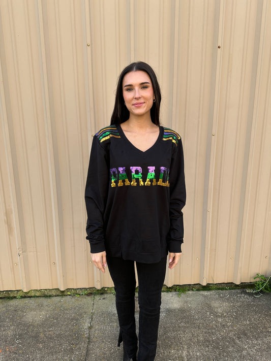 T-shirt Parade en French Terry et Sequins Adulte - Noir